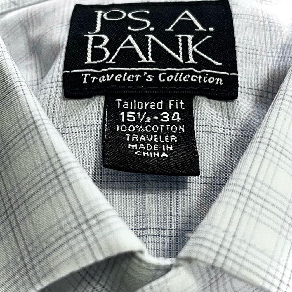 Jos. A. Bank Men's White Plaid Dress Shirt